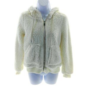 Ashley Juniors Ivory Faux Fur Hooded Jacket Size Small